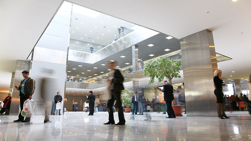 People in a shopping center