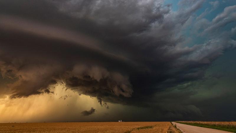 Sandstorm over field