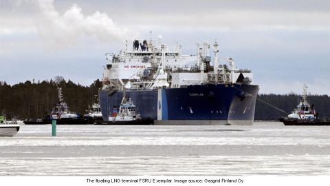 The floating LNG terminal FSRU Exemplar. Image source: Gasgrid Finland Oy