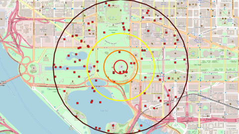 CG flashes within 1 kilometer of the Washington Monument 