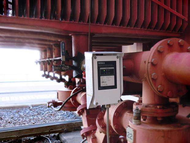 MHT410 installed next to pipes | Dissolved CO2 measurement with MHT410; dissolved co2 sensor, dissolved co2 probe.