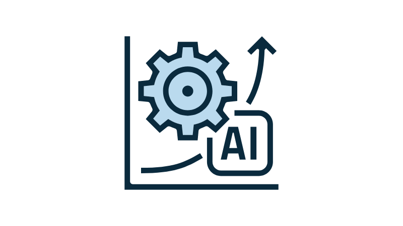 Pictogram of AI and process optimization.