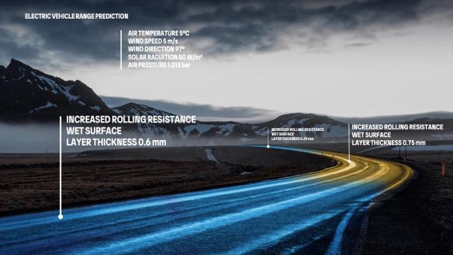 EV range parameters on road photo