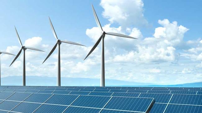 Wind turbines and solar panels