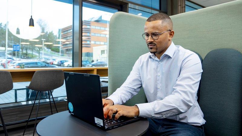 Man working on laptop