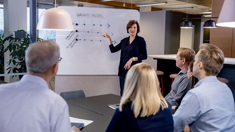 Vaisala employees watching a presentation