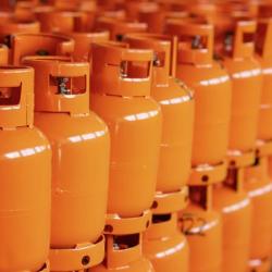 Orange gas bottles